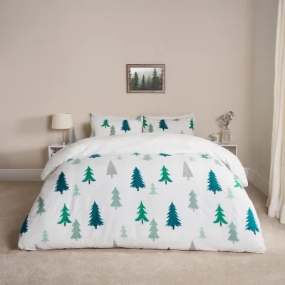 The Range Christmas Tree Teddy Duvet Set - Green / Double