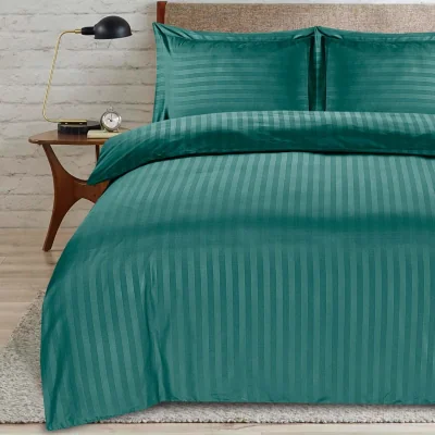 The Range satin stripe single jade duvet - Jade