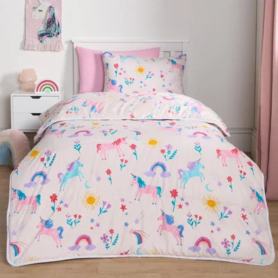 The Range Unicorn Print Reversible Coverless 10.5 Tog Duvet Set - Pink