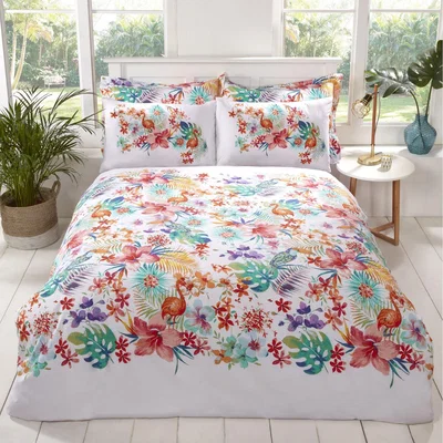 The Range Tropical Floral Polycotton Duvet Set With Pillowcase - Multicolor