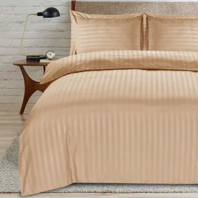 The Range satin stripe king beige duvet - Beige