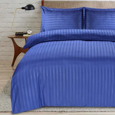 The Range satin stripe double navy duvet - Navy
