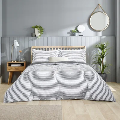 The Range Slumberdown Coverless Comfort Printed Stripe 10.5 Tog Duvet - Grey / King