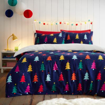The Range Christmas Brights Fleece Duvet  - Navy / Double