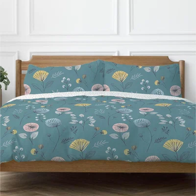 The Range Olia Floral Reversible Duvet Set - Teal / Double