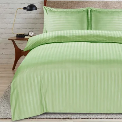 The Range satin-stripe s-king sage duvet - Sage