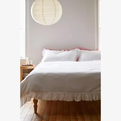Urban Outfitters Washed White Ruffle Duvet Set - White King at Urban Outfitters