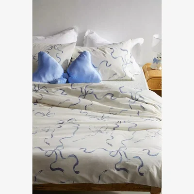 Urban Outfitters Painted Bows Duvet Set - White Double at Urban Outfitters