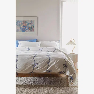 Urban Outfitters Lacey Bows Duvet Set - White King at Urban Outfitters