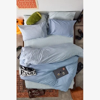 Urban Outfitters Blue Shirt Stripe Duvet Set - Blue Double at Urban Outfitters