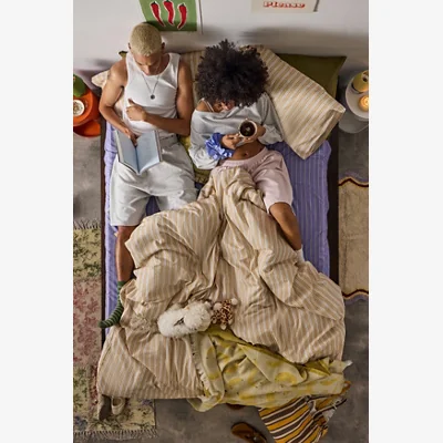 Urban Outfitters Ochre Shirt Stripe Duvet Set - Yellow Double at Urban Outfitters