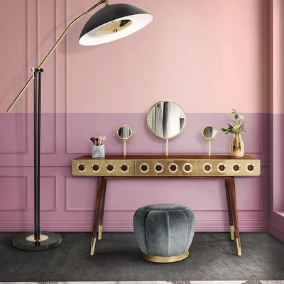 Amara Essential Home - Monocles Dressing Table - Gold Plated/Matte Black/Varnished Walnut