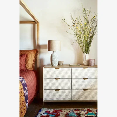 Anthropologie Pisces Oak Wood Six-Drawer Dresser