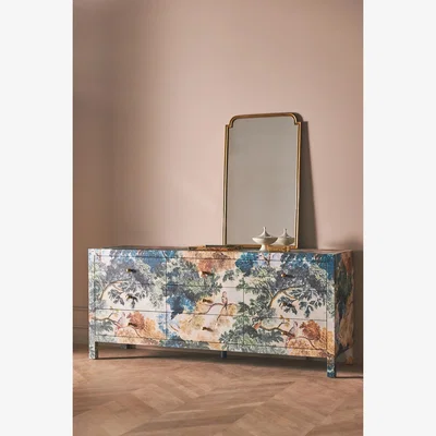 Anthropologie Judarn Hale Cotton Canvas Wooden Nine-Drawer Dresser