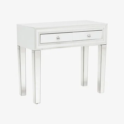 Barker and Stonehouse Krystal 2 Drawer Dressing Table, White Glass and Mirror