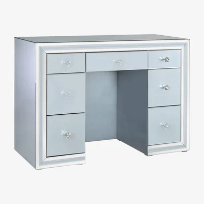 Barker and Stonehouse Quartz 7 Drawer Dressing Table - Grey Glass and Mirror - W120 x D44 x H85cm - Barker and Stonehouse