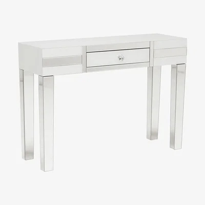 Barker and Stonehouse Krystal 1 Drawer Dressing Table, White Glass and Mirror