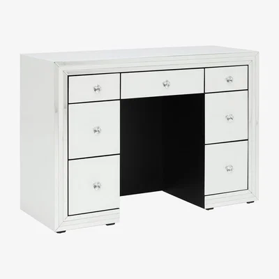 Barker and Stonehouse Krystal 7 Drawer Dressing Table, White Glass and Mirror
