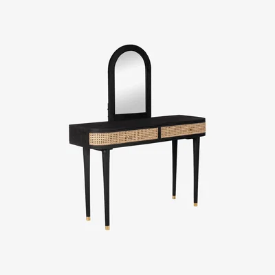 Barker and Stonehouse Nyx Dressing Table With 2 Drawers & Mirror, Black | Barker & Stonehouse