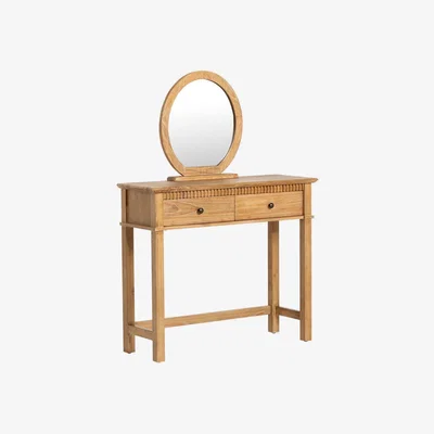 Barker and Stonehouse Selene Dressing Table with Mirror, Square, Mindi Wood | Barker & Stonehouse