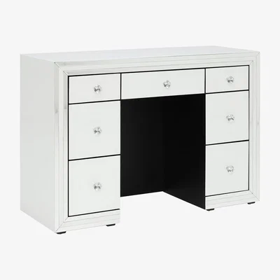 Barker and Stonehouse Krystal 7 Drawer Dressing Table, White Glass | Barker & Stonehouse