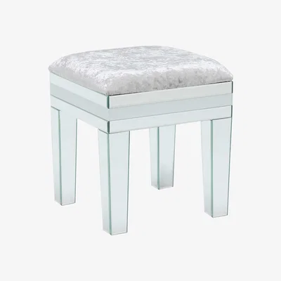 Barker and Stonehouse Krystal Dressing Table Stool, White Glass and Mirror
