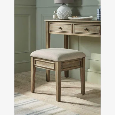 Cox and Cox Camille Dressing Table Storage Stool - Limewashed