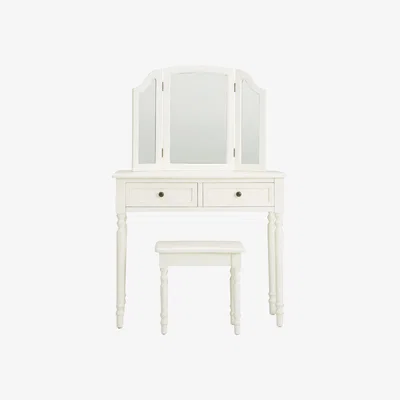 Dunelm Lucy Cane Cream Dressing Table Set White