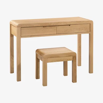 Dunelm Curve 2 Drawer Dressing Table and Stool Brown