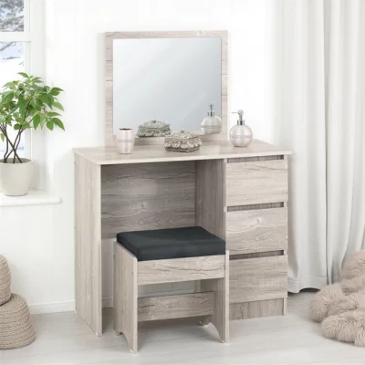 Dunelm Walker 3 Drawer Dressing Table with Stool