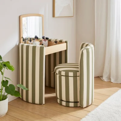 Dunelm Frankie Striped Compact Dressing Table Set with Mirror and Stool