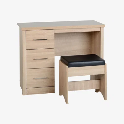 Dunelm Lennon Oak Effect 3 Drawer Dressing Table Set Oak