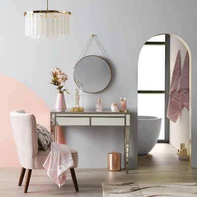 Dunelm Fitzgerald Mirrored Dressing Table Silver