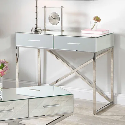 Dunelm Pacific Rocco 2 Drawer Dressing Table, Mirrored Silver