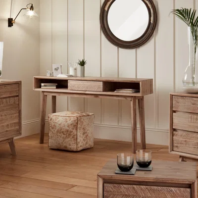 Dunelm Pacific Kalmar 1 Drawer Dressing Table, Natural Acacia Natural