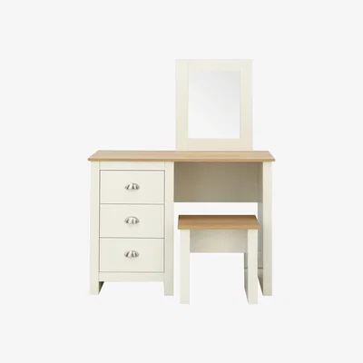 Dunelm Lancaster Dressing Table Set Cream and Brown