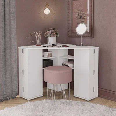 Dunelm Elena Corner Dressing Table, White White