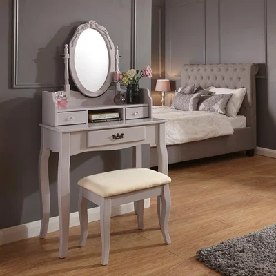 Dunelm Lumberton Grey Dressing Table Set Grey