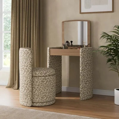 Dunelm Frankie Leopard Print Compact Dressing Table Set with Mirror and Stool