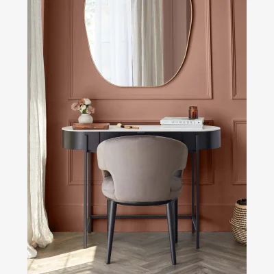 Danetti Carmen Black Console Dressing Table with White Ceramic Top