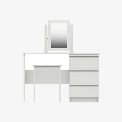 Furniture Village London Bedrooms - Kings Cross 3 Drawer Dressing Table with Stool and Mirror - White