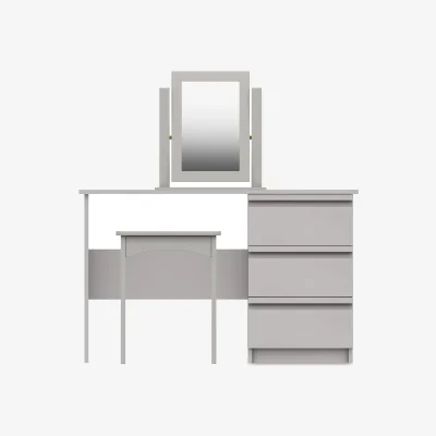 Furniture Village London Bedrooms - Kings Cross 3 Drawer Dressing Table with Stool and Mirror - Light Grey