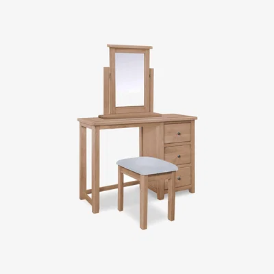 Furniture Village Grace Oak Dressing Table with Stool and Mirror