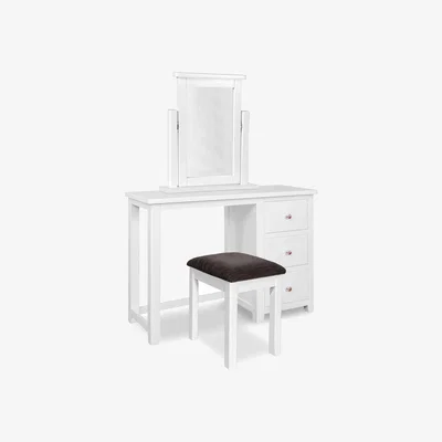 Furniture Village Grace Dressing Table with Stool and Mirror - White