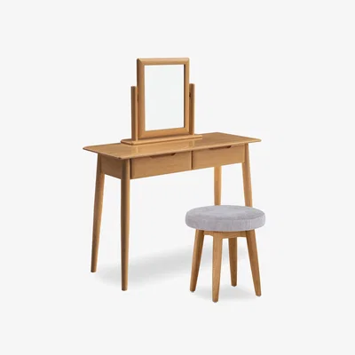 Furniture Village Stockholm Dressing Table with Stool and Mirror - Light Oak