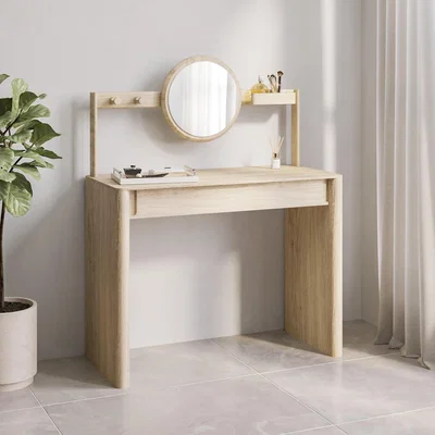 Furniture123 Light Wood Mid Century Dressing Table with Mirror - Emile Sustainable Furniture