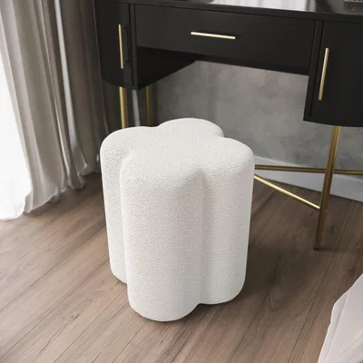 Furniture123 Off-White Boucle Fabric Dressing Table Stool - Roma