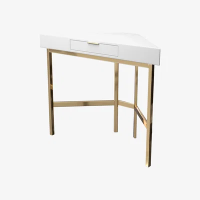 Furniture123 White High Gloss Dressing Table with Gold Legs - Roxy