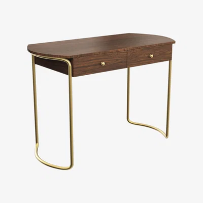 Furniture123 Walnut Solid Wood Dressing Table with Storage - Piper
