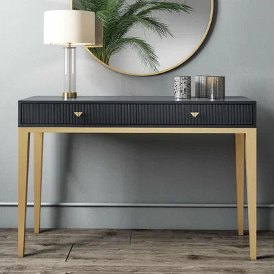 Furniture123 Maya Art Deco 2 Drawer Dressing Table in Dark Grey